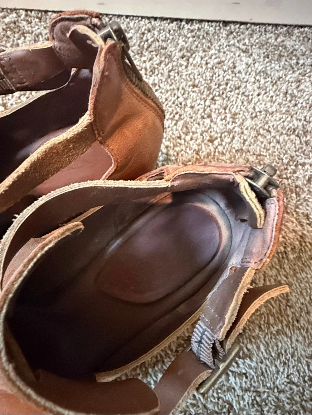 🍸Kork-Ease Brown Leather Open-Toe Wedge Sandals